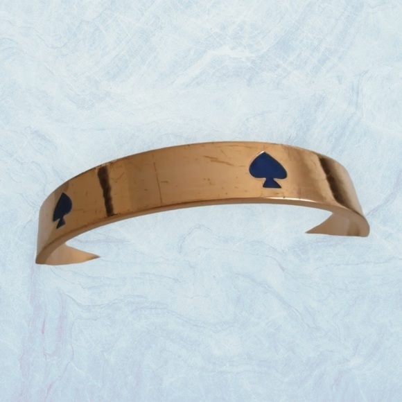 Kate Spade Gold Tone Royal Blue Enamel Spade Logo Bangle Vintage 0037 - Picture 6 of 6